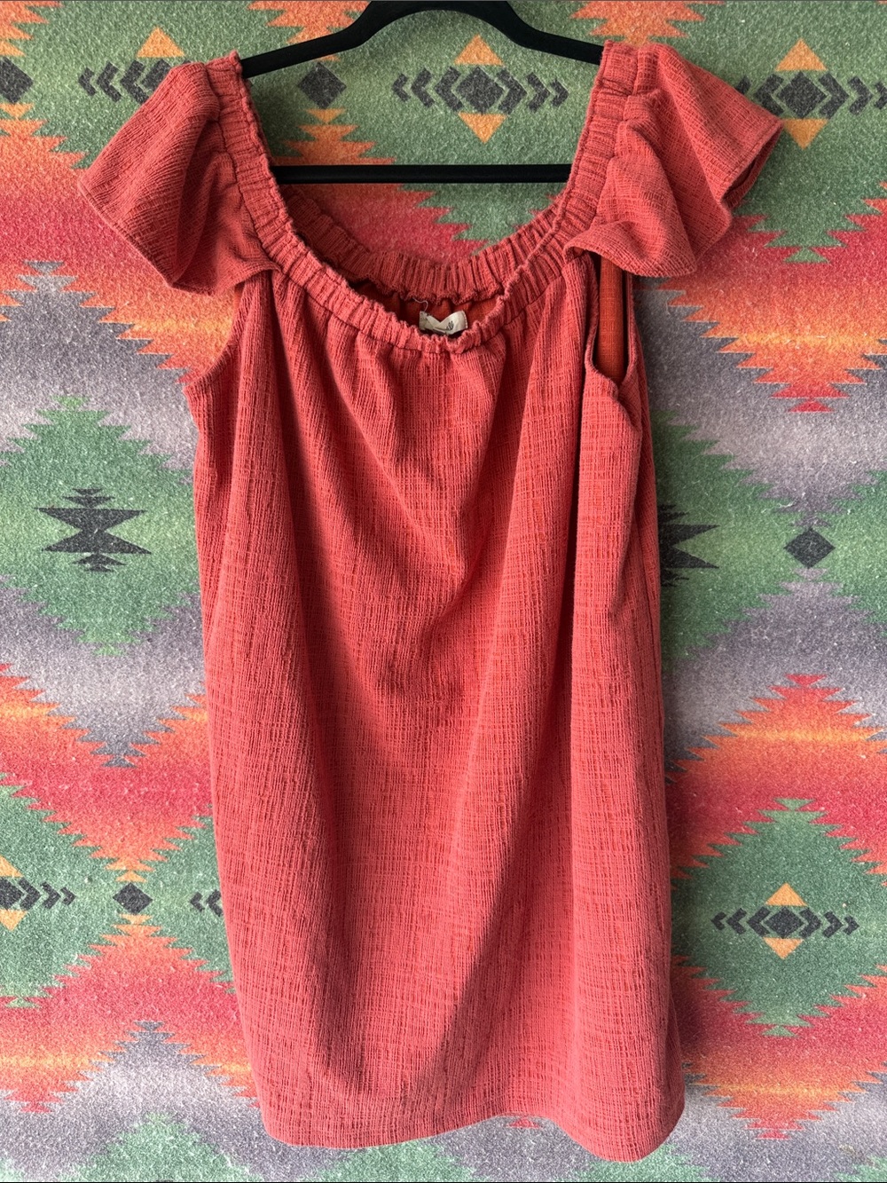 Madewell Coral Ribbed Top with Textured Knit